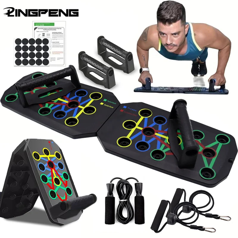 Portable Multifunctional Push-Up Board Set with Handles Foldable Fitness Equipment for Chest Abdomen Arms and Back Training