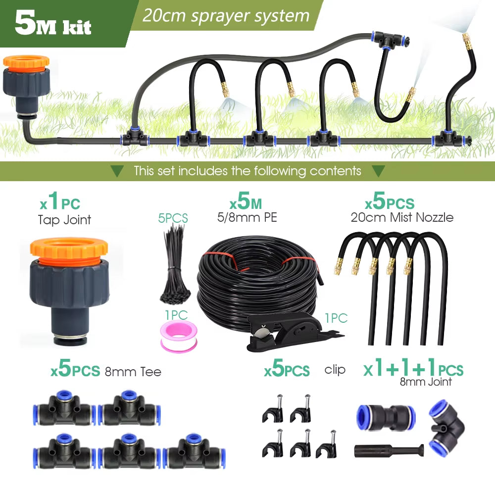 DIY 30M-5M Universal Sprayer Kit – Patio Misting & Cooling System for Garden Irrigation