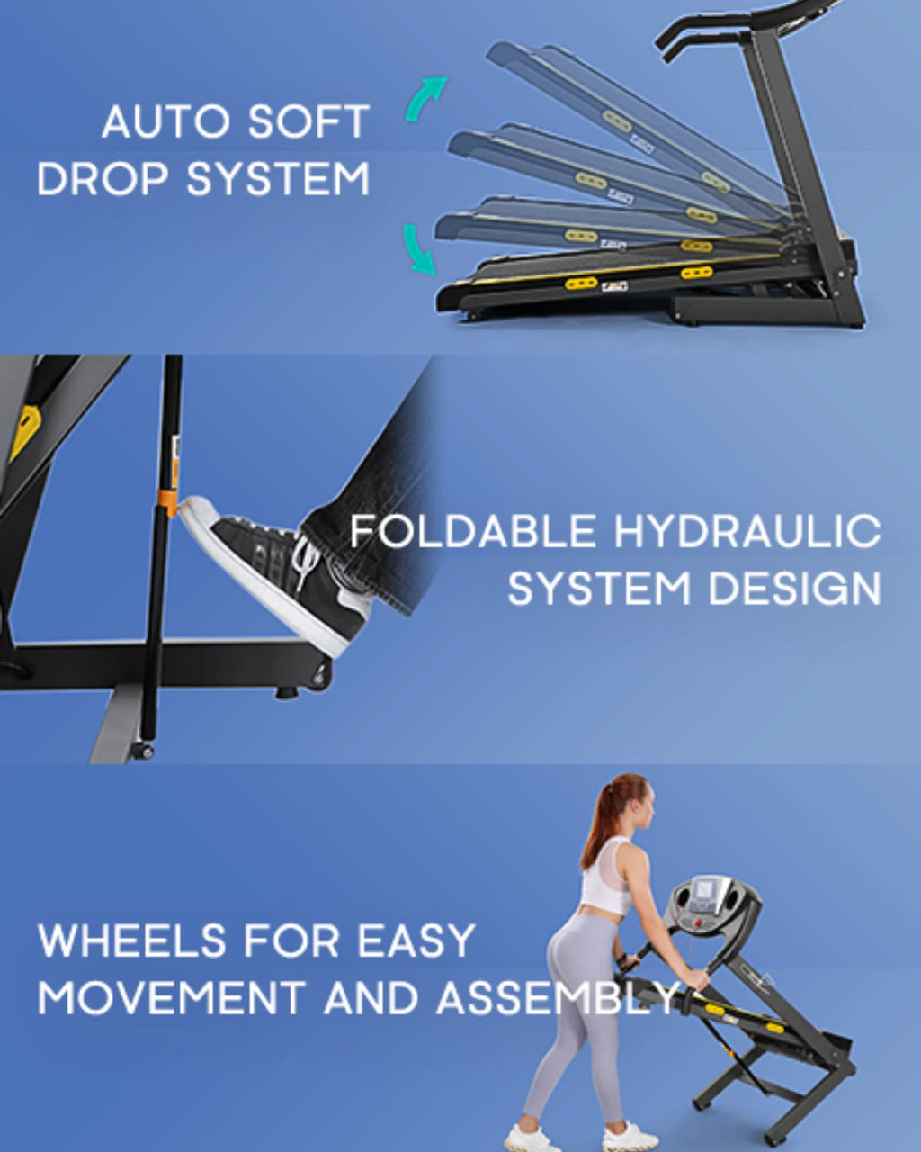 Treadmill with Incline Folding with 12 Level Automatic Incline 2.5Hp Power 8.5Mhp Speed Running Machine 15 Preset Training Program Electric Treadmill for Home Use