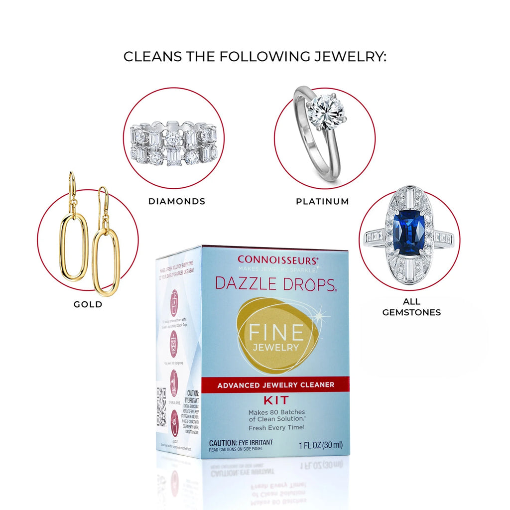 Dazzle Drops Advanced Jewelry Cleaner Kit for Gold, Platinum, Diamonds, and Gemstones