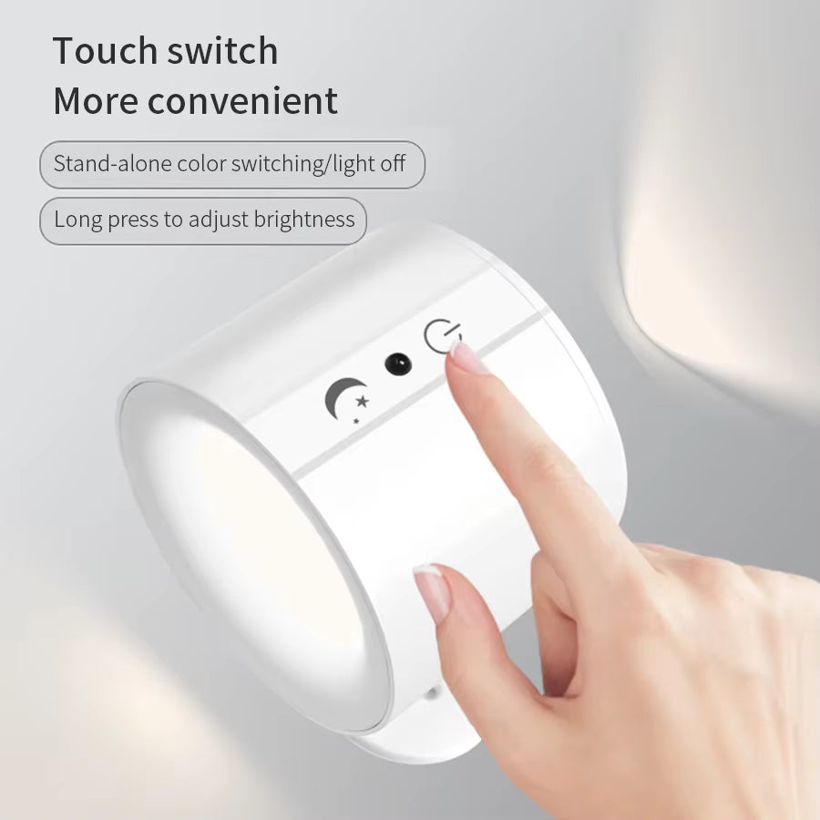 GlowFlex Touch Wall Lamp – Dual Head LED Light with Remote, 360° Rotation & USB Rechargeable Design