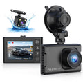 Dash Cam Front and Rear, 1080P Full HD Dash Camera, Dashcam with Night Vision, Car Camera with 3-Inch LCD Display, Parking Mode, G-Sensor, Loop Recording, WDR