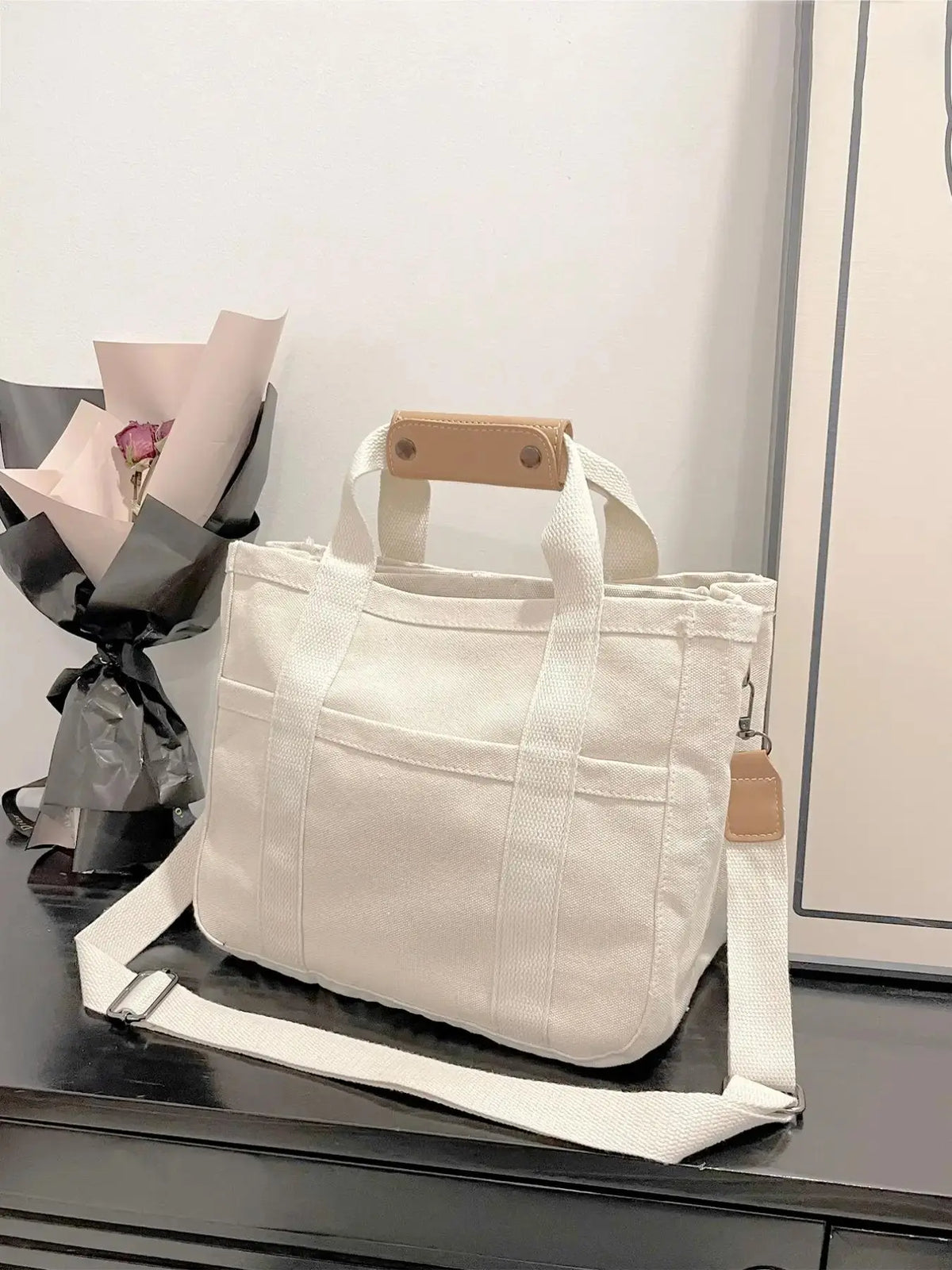 Large Capacity with Removable Bottom Canvas Tote Bag