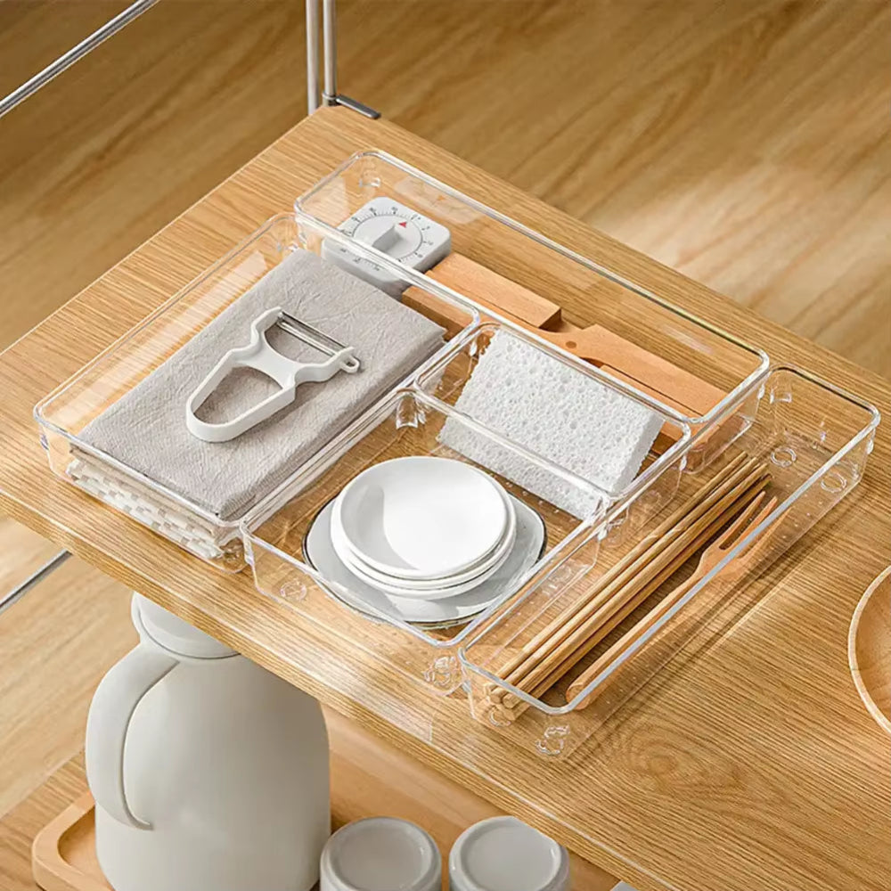 Transparent Drawer Box Cosmetic Cabinet Anti-Scratch Drawer Organizer Office Desk Storage Box Shelf Divider Drawer Storage Box