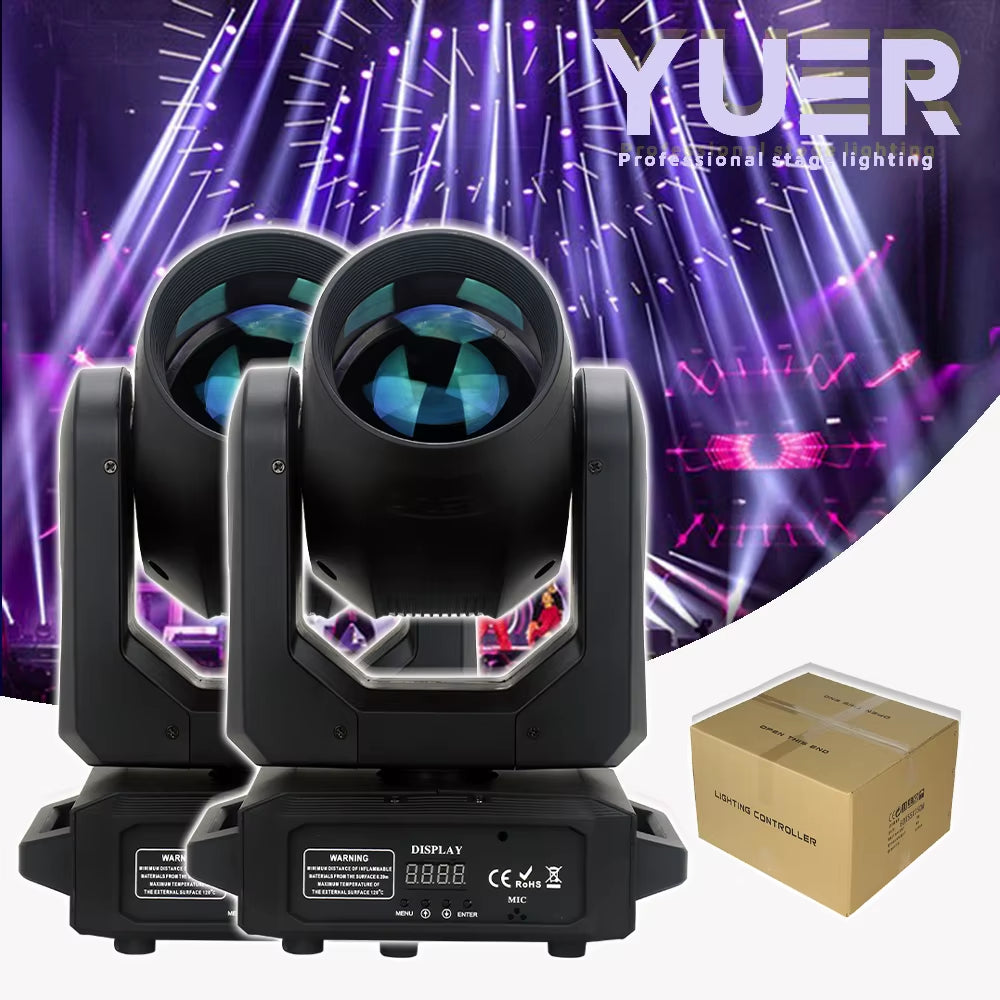 2Pcs Stage Light Moving Head Light 200W 12 Gobos 8 Colors Spotlight DMX 512 with Sound Activated for Wedding DJ Party Lighting
