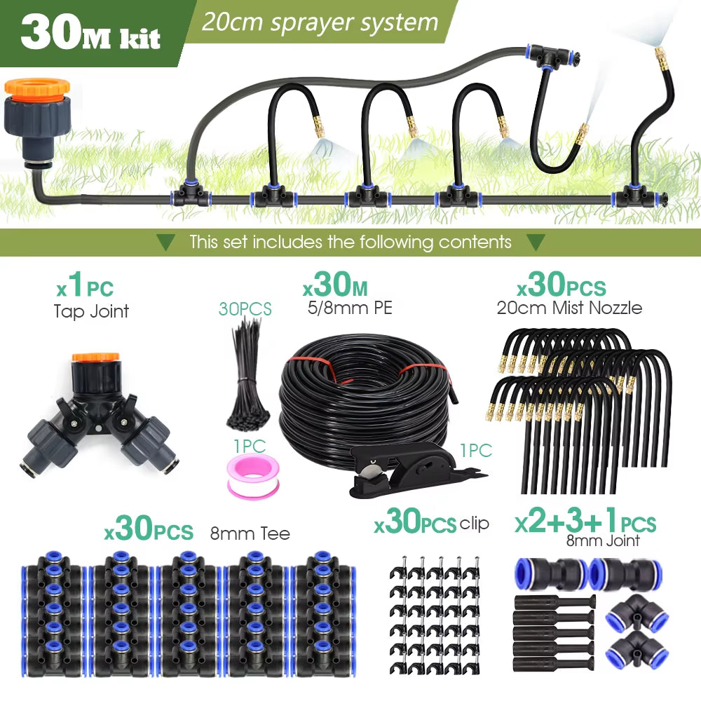 DIY 30M-5M Universal Sprayer Kit – Patio Misting & Cooling System for Garden Irrigation